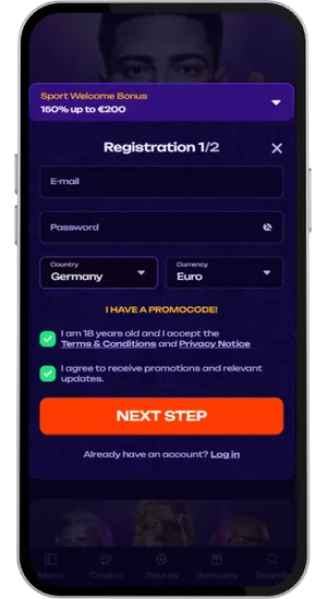 Completing the casino sign-up form and depositing from £10 at a UK casino